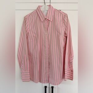 J. Crew Pink and Green Striped Shirt